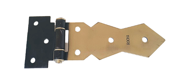 DOBRADIÇA DE PARAFUSAR DE FERRO LATONADO OXIDADO PARA PORTÃO - 8"