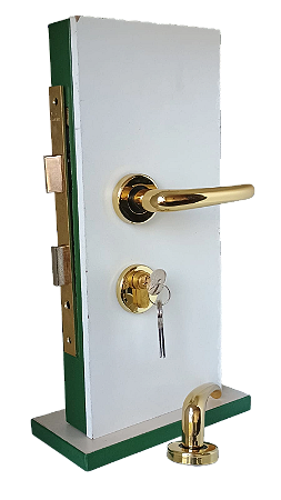 Fechadura dourada  Dorma Mida, caixa 55mm, para porta externa