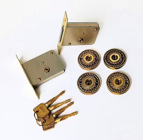 KIT 2 FECHADURAS TETRA 747 COLONIAL BRASIL CHAVES MESMO SEGREDO