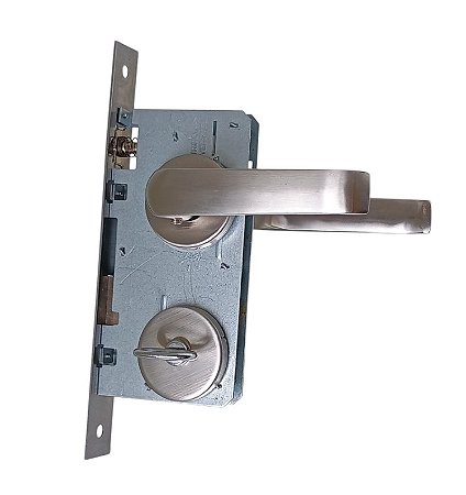 Fechadura Arouca em inox para porta de banheiro, lavabo ou toalhete - ABNT