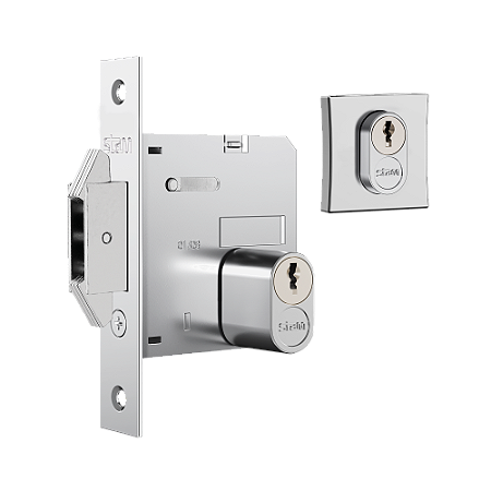 FECHADURA CROMADA BICO DE PAPAGAIO LINGUETA DUPLA 45MM AUXILIAR STAM PARA PORTA DE CORRER DE MADEIRA