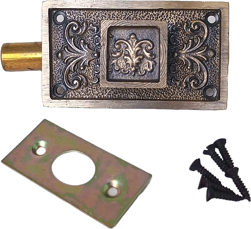 FECHO DE EMBUTIR TRABALHADO COLONIAL DE SEGURANÇA  PARA PORTAS OU JANELAS - 11