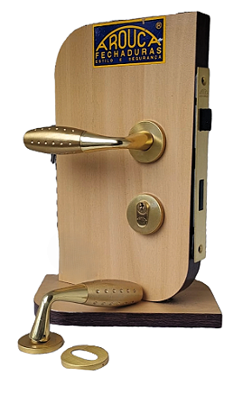 Fechadura Arouca dourada 55mm  para porta externa - 35R-50 LPE