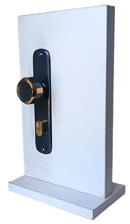 Fechadura Brasil 55mm cinza (fumê) com dourado para porta externa - TQ A LO