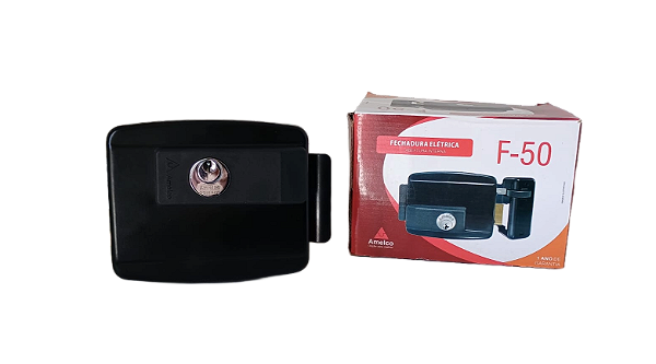 50 PRETA - FECHADURA ELÉTRICA DE SOBREPOR ABERTURA INTERNA - AMELCO