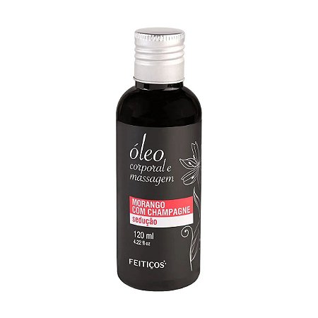 Óleo Aromático para Massagem Corporal - Morango Com Champagne Sedução - 120ml - Feitiços
