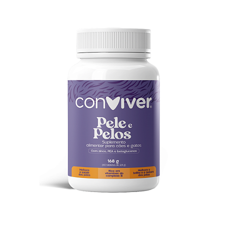 Pele e Pelos Conviver | Suplemento para pets 168g | Brilho, Saúde e Fortalecimento
