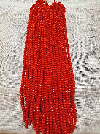 FIO CRISTAL ACHATADO 66 CONTAS VERMELHO LEITOSO