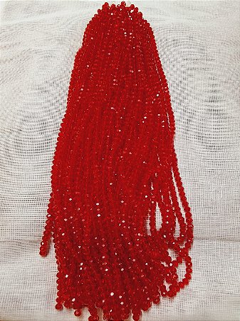 FIO CRISTAL ACHATADO 66 CONTAS VERMELHO TRANPARENTE
