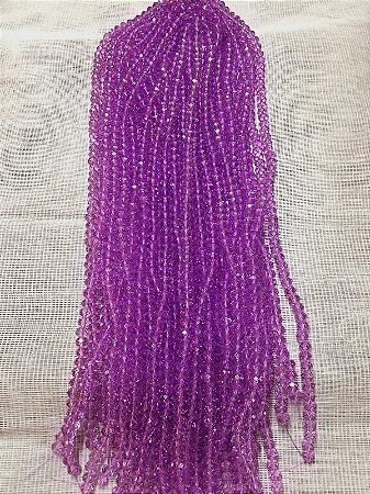 FIO CRISTAL ACHATADO 66 CONTAS ROXO TRANPARENTE
