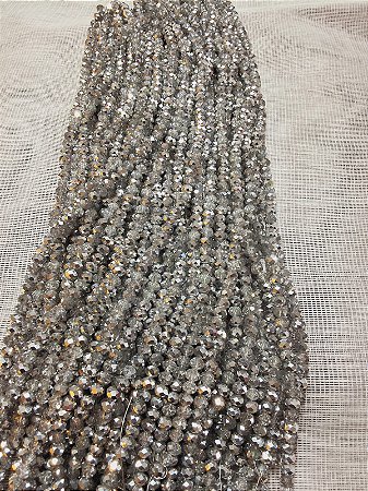 FIO CRISTAL ACHATADO 66 CONTAS PRATA LEITOSO