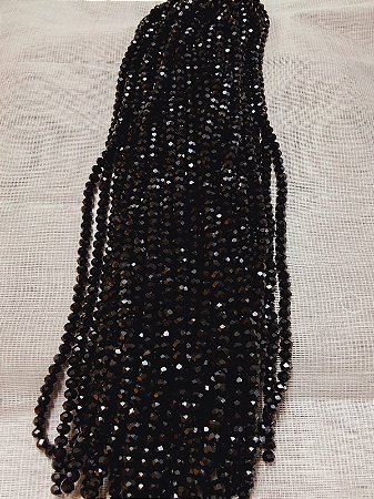 FIO CRISTAL ACHATADO 66 CONTAS PRETO