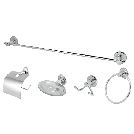 Kit Acessórios P/ Banheiro Aço Inox 5 Peças