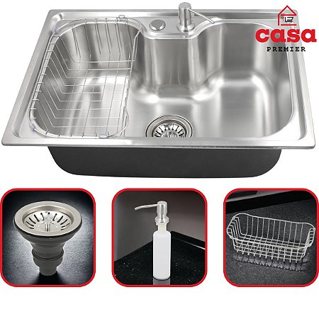 Cuba Pia Cozinha Gourmet Com Acessórios Aço Inox 60x42cm