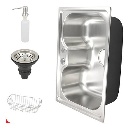 Cuba Pia Cozinha Gourmet Com Acessórios Aço Inox 50x40cm Cor Prateado
