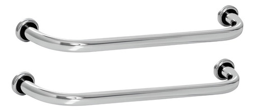 Kit 2 Barras Alças De Apoio 50cm Para Idoso Deficiente Pcd Cor Prateado