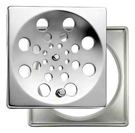 Ralo Grelha Quadrado 15x15cm Abre Fecha Inox Com Suporte