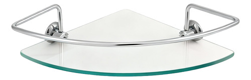 Porta Shampoo De Canto Vidro 6mm Cantoneira Suporte Banheiro Prateado