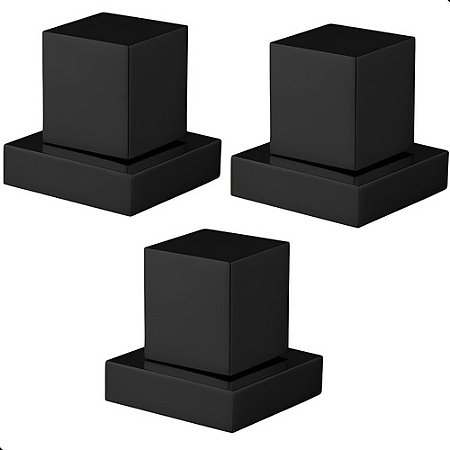 Kit 3 Acabamentos Quadrado Preto Fosco Registro Padrão Deca Preto