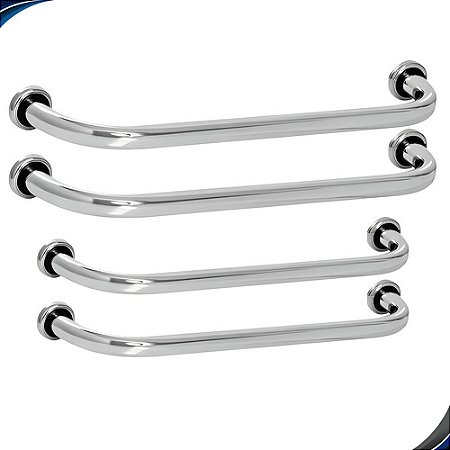 Kit 4 Barras Apoio 40 E 60 Cm Alça Suporte Deficiente Idosos Prateado