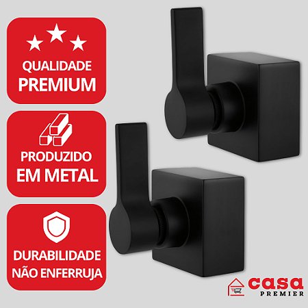 Kit 02 Acabamentos Registro Pressão Chuveiro Banheiro 1/4v Preto Fosco 100% Metal Padrão DECA 1/2 e 3/4