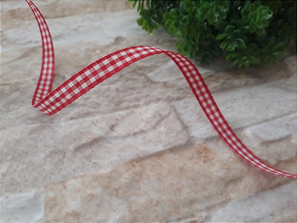 Fita Xadrez (7mm) Vermelho e Branco ### PONTA DE ESTOQUE ###