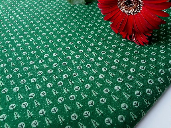 Feltro Estampado Florestinha Verde - 25cm x 1,40m