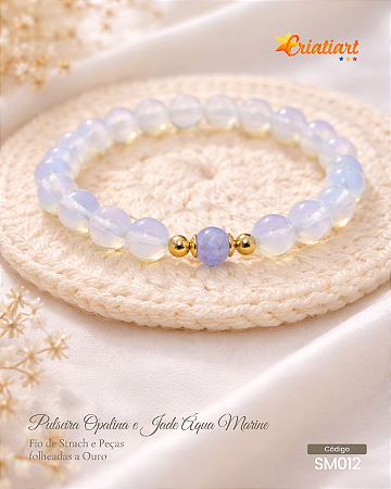 Pulseira Opalina e Jade Água-Marinha