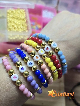 Pulseira Coração e Dourado