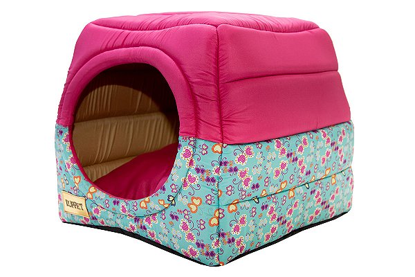 Cama Iglu e Toca Para Cachorro Luppet Luxo Rosa Borboleta Tamanho:G (LP1216-04G)