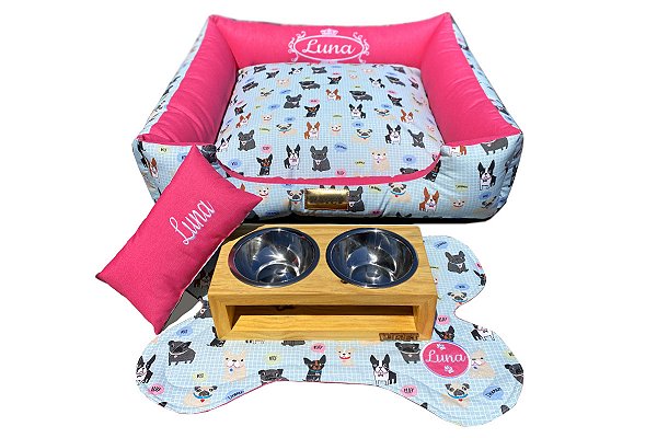 Kit Enxoval Completo para Cachorro 100% Impermeavel Luppet Rosa Cachorrinho Tama