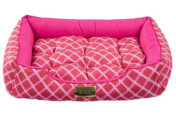 Cama Retangular para Cachorro ou Gato Luppet Luxo Rosa Geométrico (LP9021-02)