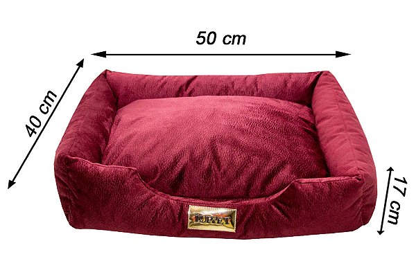 Cama Retangular para Cachorro ou Gato Luppet Super Luxo Bordo