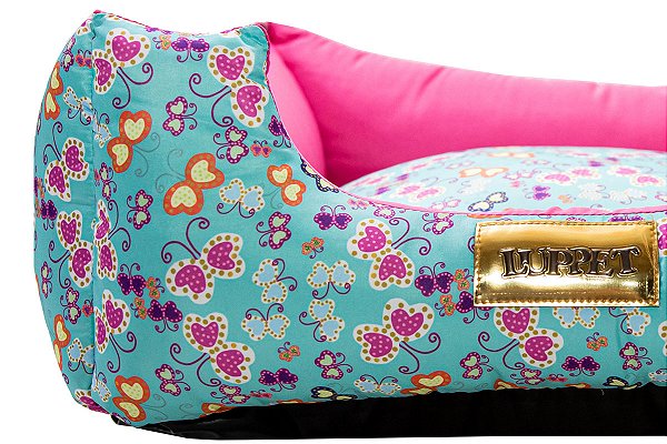Cama Quadrada para Cachorro ou Gato Luppet Luxo Rosa Borboleta Tamanho:GG