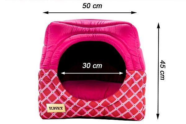 Cama Iglu e Toca Para Cachorro Luppet Luxo Rosa Geométrico Tamanho:G