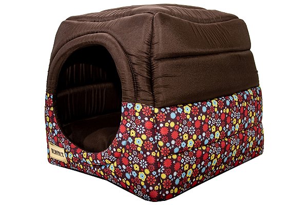 Cama Iglu e Toca Para Cachorro Luppet Luxo Marrom Floral Tamanho:G