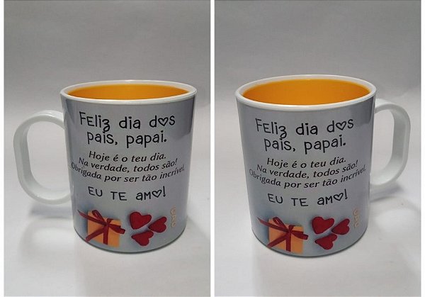 Caneca de alta durabilidade em polímero, estampada para o "Dia dos Pais"