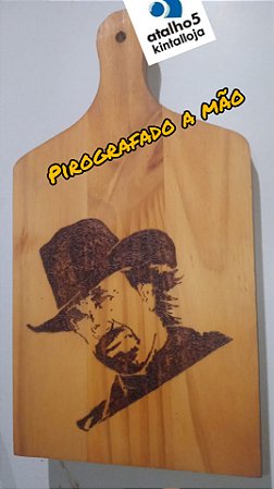 Tábua pirografada a mão com imagem fotográfica