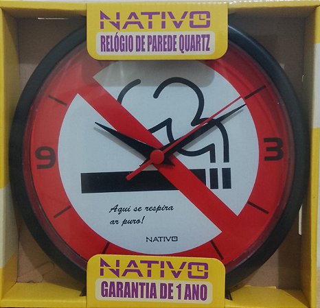 Relógio de parede Não Fume R preto