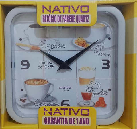 Relógio de parede Tempo de Café "q" branco