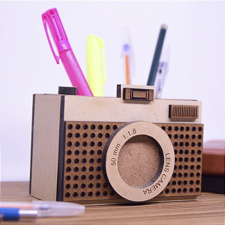 Porta lápis câmera fotográfica