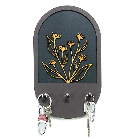 Porta chaves floral oval
