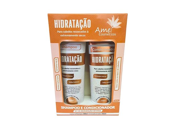 Kit 1 Shampoo 300ml + 1 Condicionador 250ml Amei Cosméticos - Hidratação Intensa