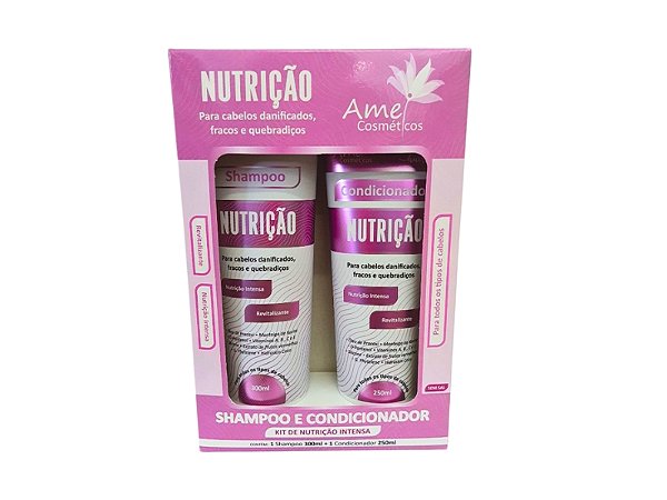 Kit 1 Shampoo 300ml + 1 Condicionador 250ml Amei Cosméticos - Nutrição Intensa