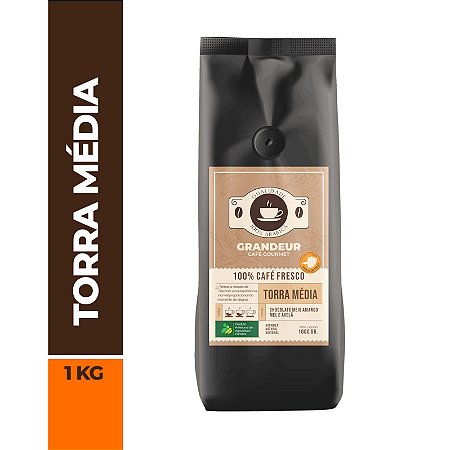 Grãos - Grandeur Café Gourmet 100% arábica - 1kg - Torra Média.