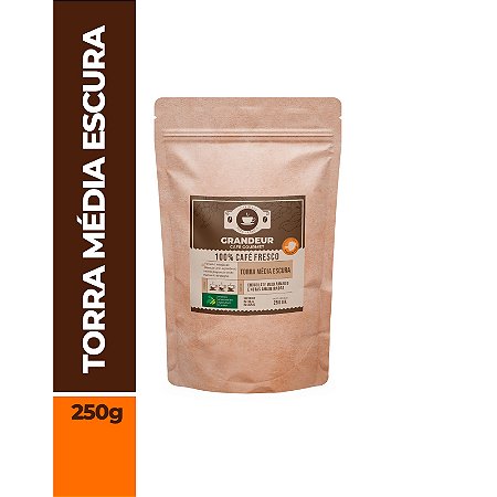 Grãos - Grandeur Café Superior - 250g - Torra Média Escura - Embalagem zip lock.