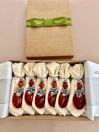 Kit Guardanapo de linho com porta guardanapo - 6 unidades