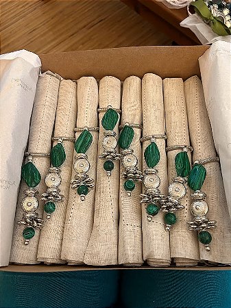 Kit Guardanapo de linho com porta guardanapo - 4 unidades