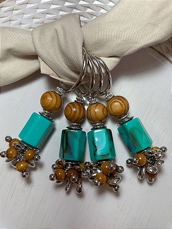 Porta guardanapo VIRTUS CACHO TURQUESA MADEIRA- VALOR UNITÁRIO