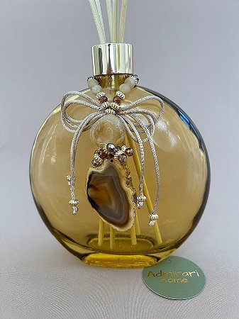 vidro para aromatizador OVALE ÂMBAR com ágata natural tons terra - valor unitário